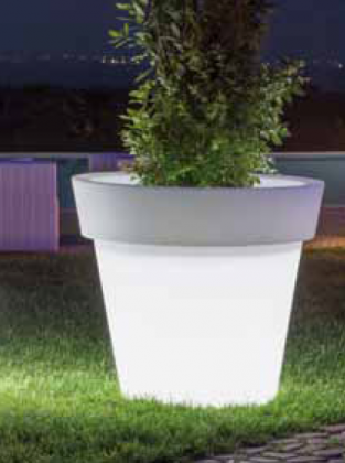 Monacis verlichte bloempot Ø50XH45 cm Vase Gemma Bright wit licht